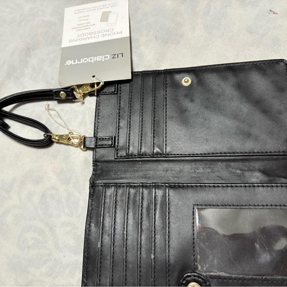 Liz Claiborne Black Crossbody Bag with Gold Accents - Picture 2 of 6